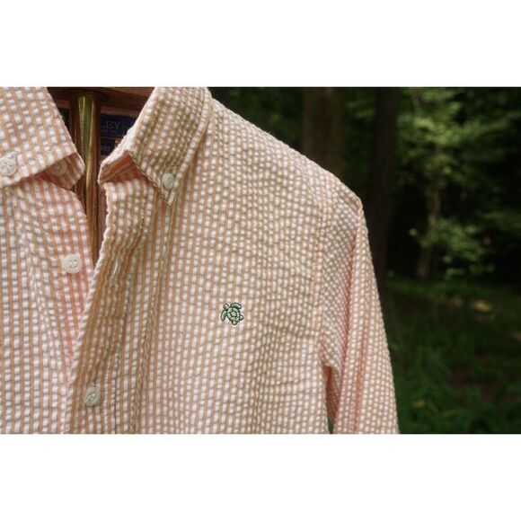 J. Bailey Boys Orange Seersucker Button Up Shirt - Picture 3 of 7